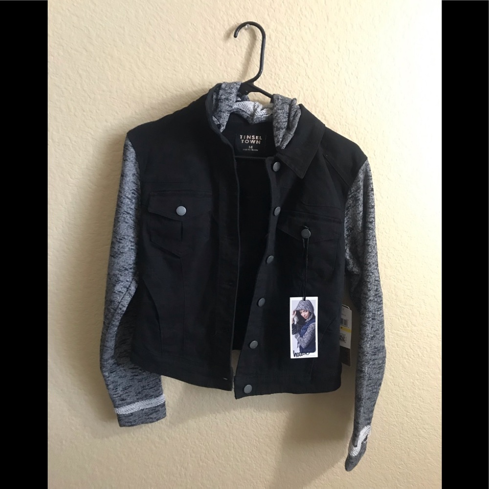 Black and Gray Jean Jacket Juniors size Medium